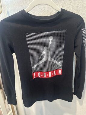 Kids Jordan Black Tee with White Lettering and Red Jumpman